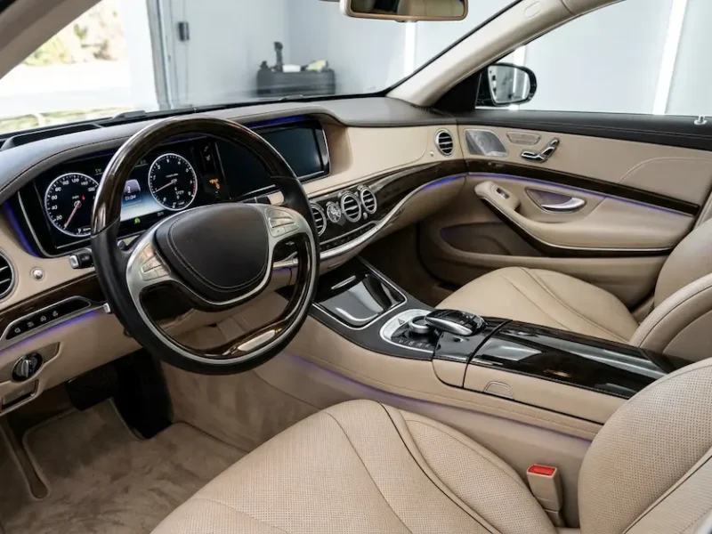 Luxury car interior after professional interior detailing service