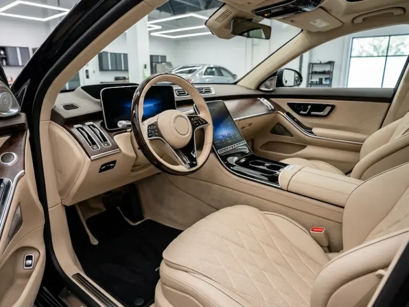 Luxury car interior after professional interior detailing in Rawalpindi